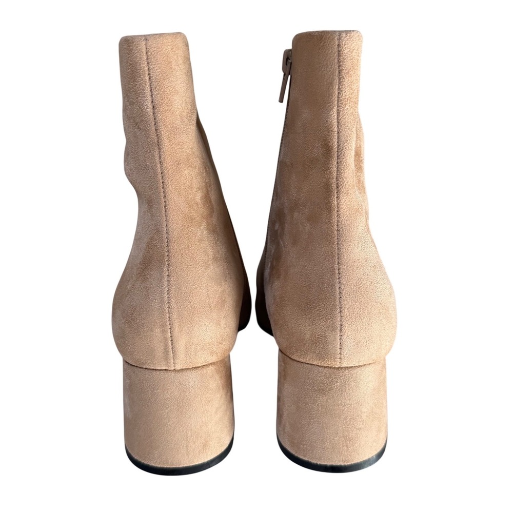 On 34th Janettef Ankle Booties Camel Black Cap Toe Suede Block Heel Womens 10M - Picture 3 of 8